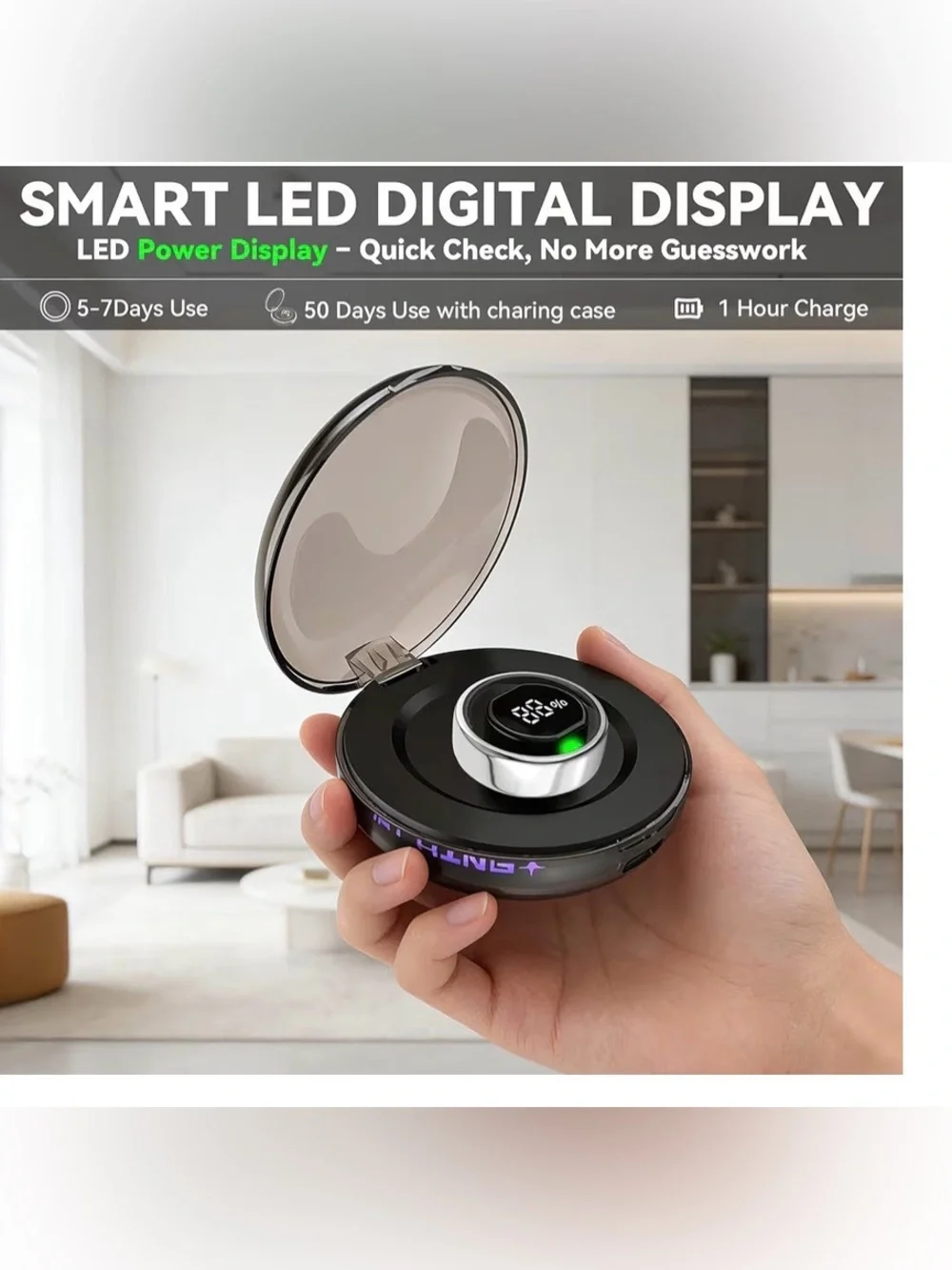Smart Fitness Ring - Silver Health & Activity Tracker New